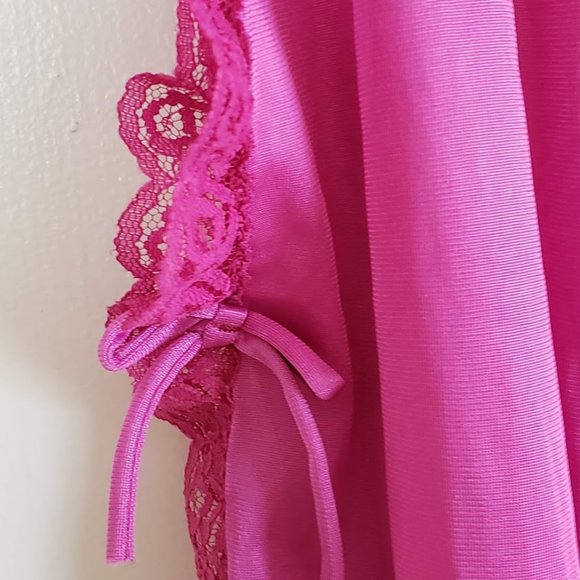 Vtg Glencraft Women's Nightie Pink Side Ties Lg - Picture 3 of 5